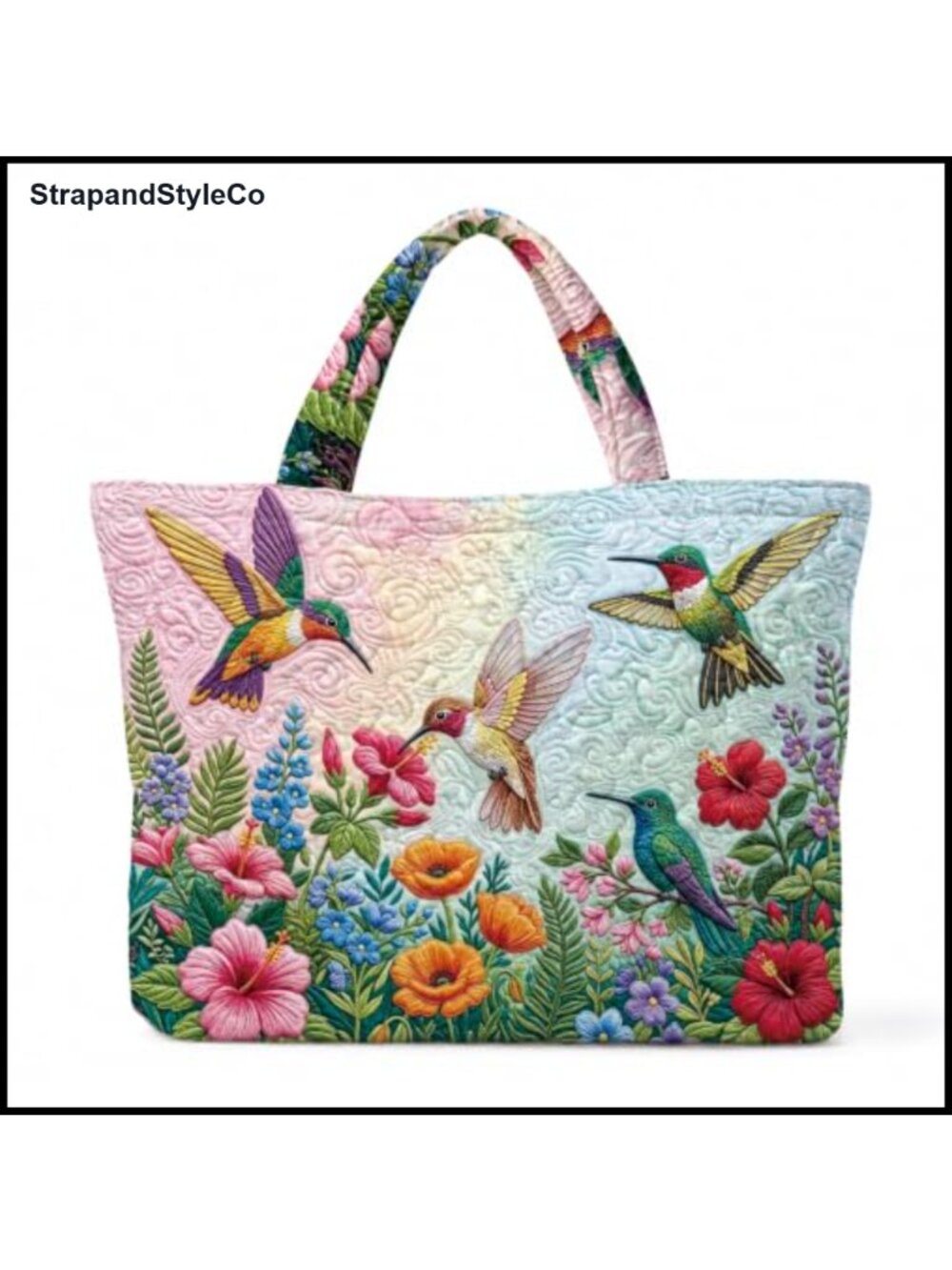 Quilted Cotton Large Tote Bag Lightweight Travel Shoulder Bag
